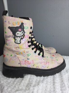 Zara Pink Kuromi Graphic Combat Boots